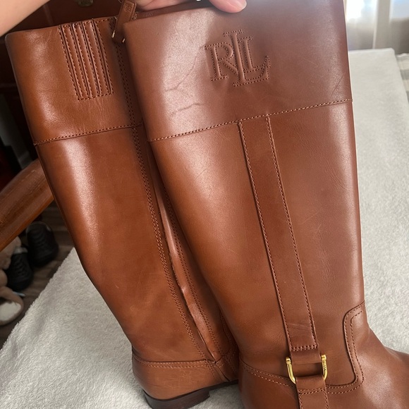 Ralph Lauren Women's Tan Leather Heeled Boots - Picture 3 of 5